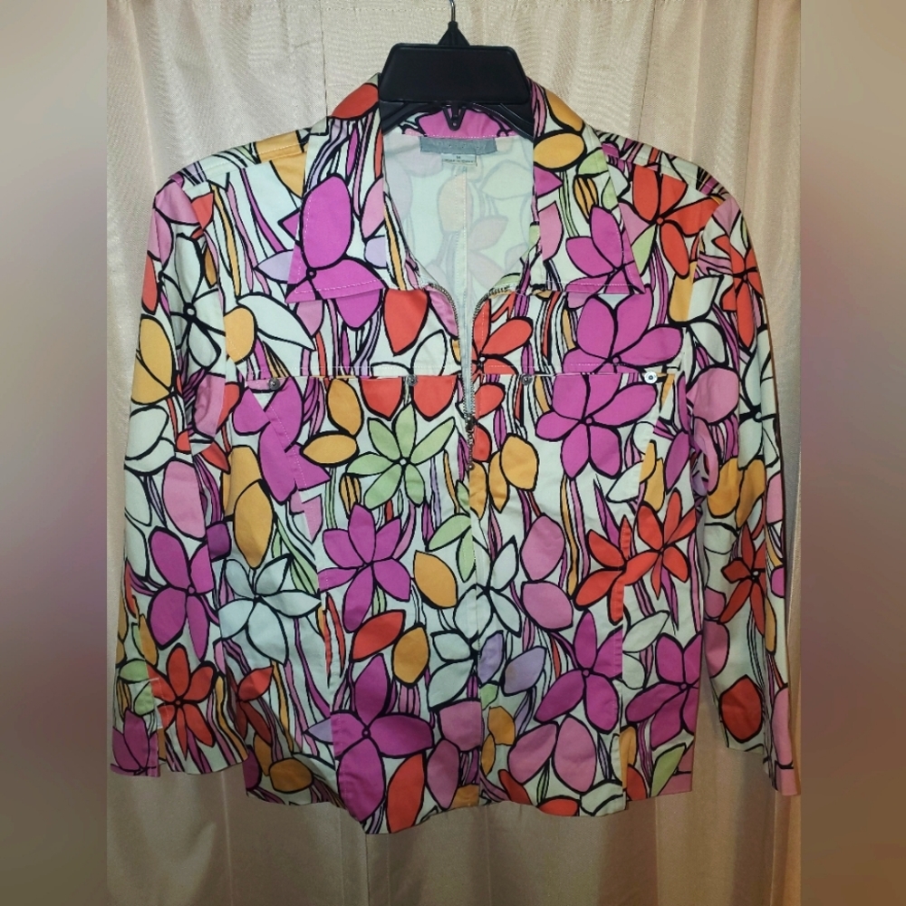 Ann Trinity Fliral Zip Up Jacket size M